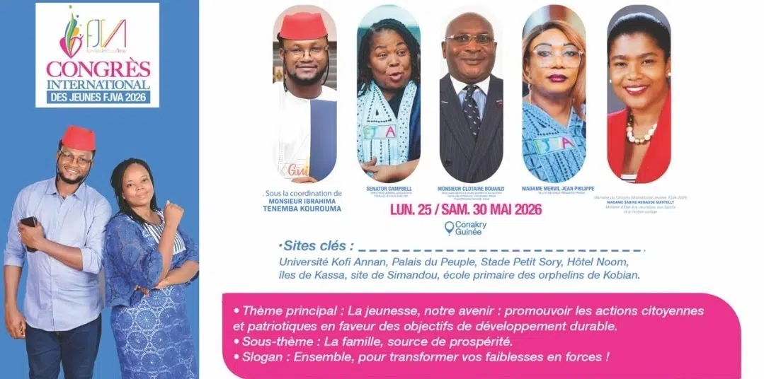 Flyer du Congrès International des Jeunes FJVA 2026 en Guinée
